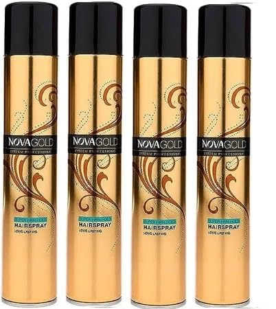 ClubBeauty Nova Gold system Professional Strong Hold Hairspray, Pack of 4, Gold-image-10