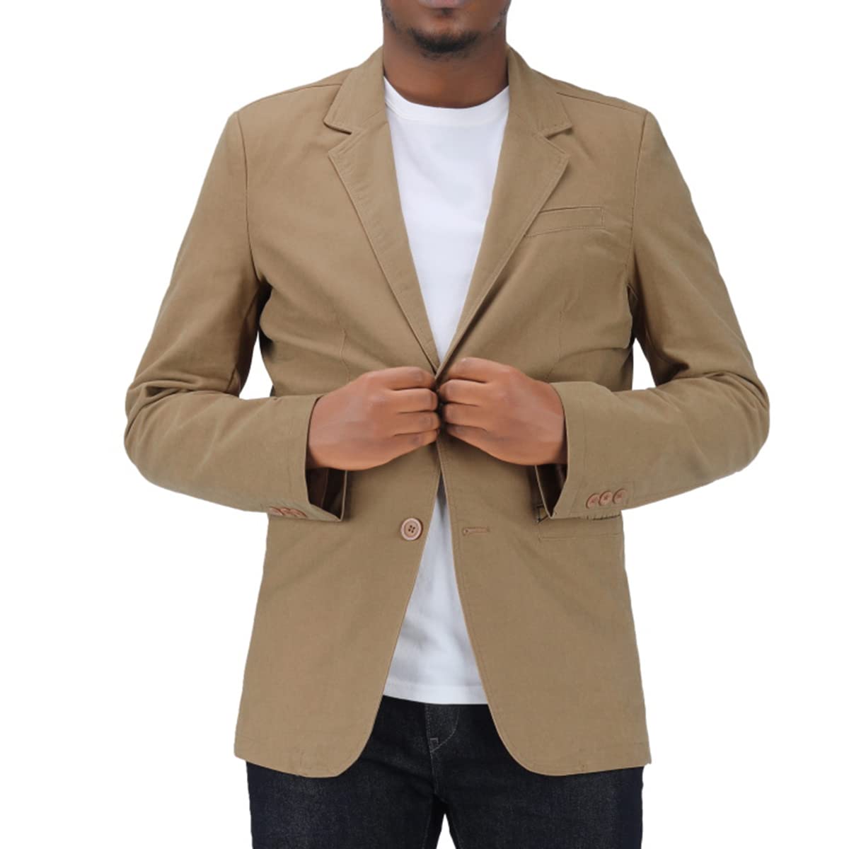 Allthemen Blouson Homme en Coton Slim Fit Blazer Veston Casual Jacket Deux Boutons