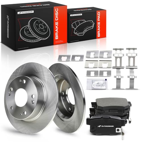 A-Premium 10.24 inch (260mm) Rear Solid Brake Rotors and Ceramic Pads Kit by A-Premium - Used condition - US$66.80