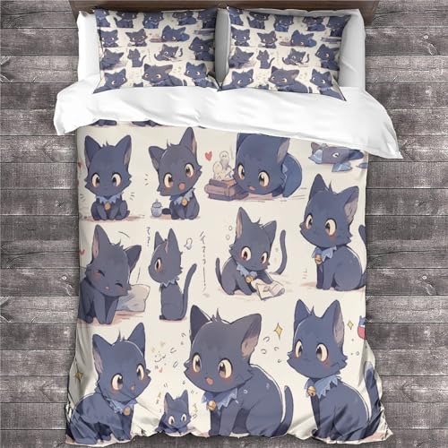 Housse de couette chat bleu russe avec impression 3D relief et zip invisible double - 5