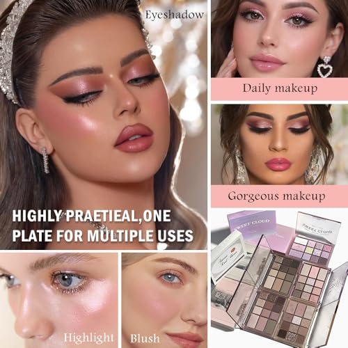 Image of SUAKE Nude Pink Eyeshadow Palette, Matte & Shimmer, High Pigmented 12 Colors Brown Purple Eye Shadow Primers for Eye Makeup, Korean Powder Palet de sombras de ojos (02# Sweet Rose)