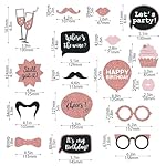 Party Birthday Photo Booth Props, 30Pcs Set of Happy Birthday Selfie Party Supplies with Real Glitter Cute Bday Designs for Women or Girls,Easy to Assemble(Rose Gold) - Image 3