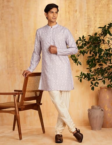 Image of Amazon Brand - Symbol Men's Polyester Festive Printed Long Kurta (Regular Fit)
