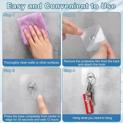 Image of Self Adhesive Wall Hooks for Hanging Strong 5KG | Photo Frame Hooks for Wall Without Drilling | Heavy Duty Hooks Without Nails | (Pack of 10)