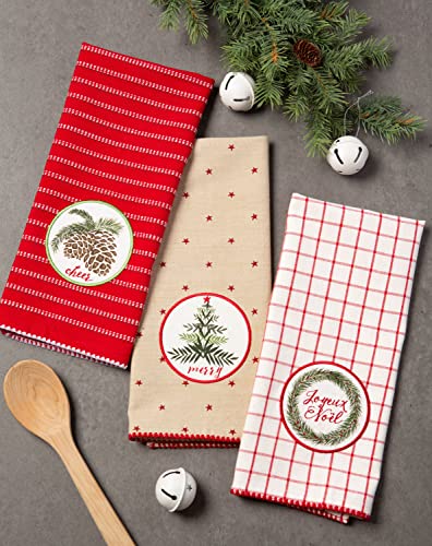 Dii Holiday Kitchen Towels Embroidered Dish Towel Set, 18X28, Noel, 3 Piece #TOP2