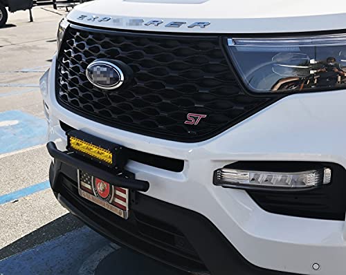 Ijdmtoy Aa3117 Universal Fit Bull Bar Style Black Painted Stainless Steel Front Bumper License Plate Mount Bracket Holder Compatible With Off-Road Lights, Led Work Lamps, Led Lighting Bar #TOP6