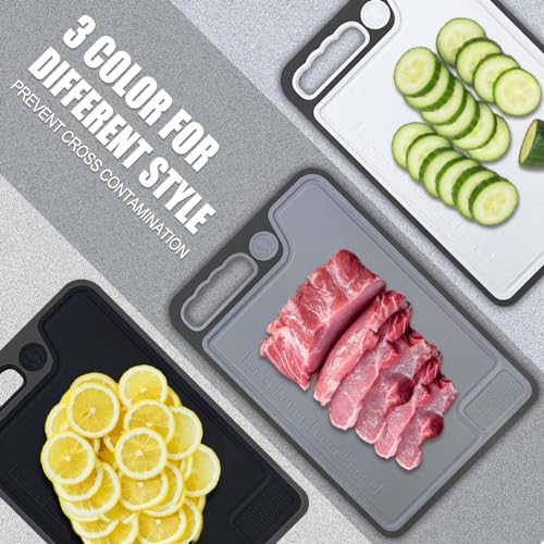 Chopping Board Set, Plastic Chopping Boards with Juice Grooves and Non-Slip Feet & Easy-Grip Handles, BPA-Free Non-Porous - Image 4
