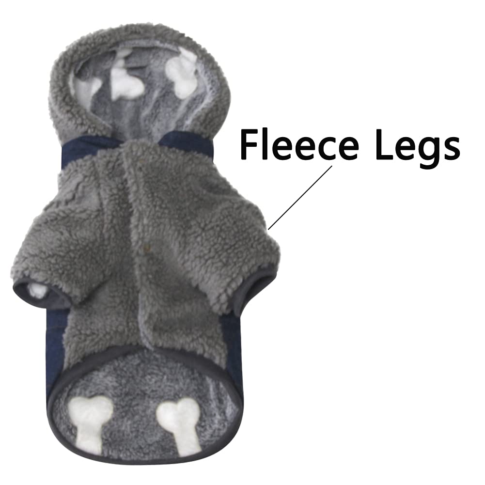 Vecomfy - Cappotto in pile per cani di piccola taglia con cappuccio staccabile per cani di piccola taglia