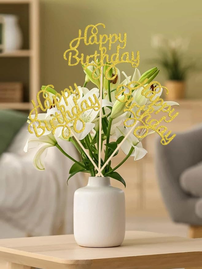 Milestone Birthday Party Decor Gold Glitter 90th Birthday Centerpiece Sticks - Pack Of 10 Number 90 Table Decorations Birthday Table Toppers