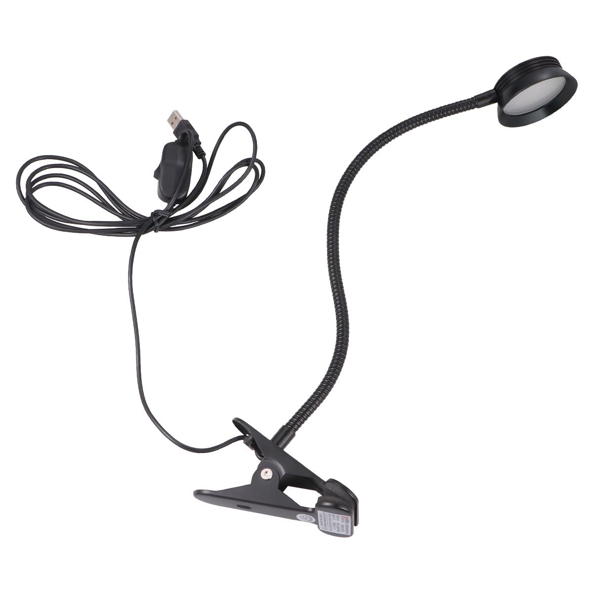 Kisangel Lampada da Lettura LED Clip 4w 6w per Lettura Notturna | Nero, Collo Flessibile e Morsetto Robusto, Cavo USB Incluso, per Campeggio e Lettura al Buio