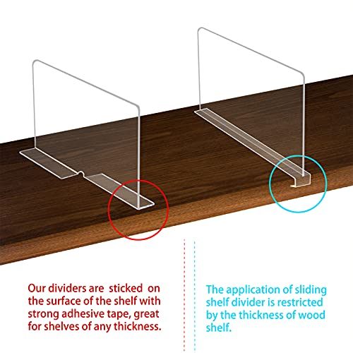 Tasybox Acrylic Shelf Dividers, Clear Closet Divider Separator for Wood Shelves, Closets, Kitchen Cabinets, Bedroom Office Bookshelves 4 Pack by Tasybox - Used condition - Image 3