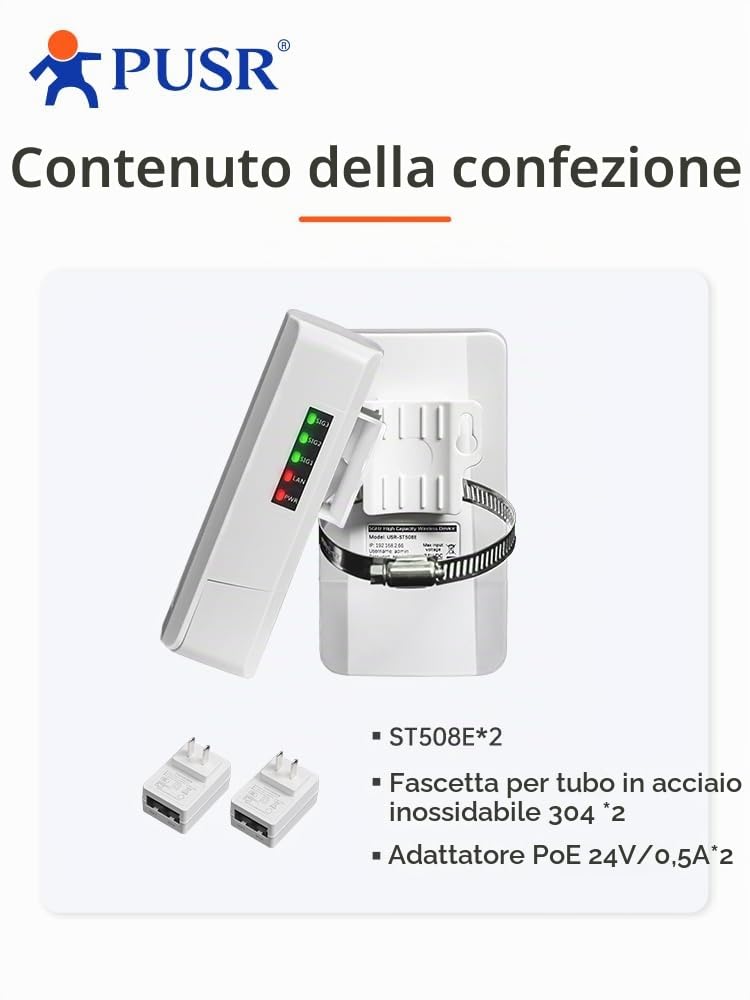 punto a punto/Multipunto Gigabit Wireless Bridge doppia banda 5.8G WiFi Ip64 a 2 KM 300Mbps ad alta velocità 8dBi Antenna ad alto guadagno Ponte senza fili CPE USR-ST508E