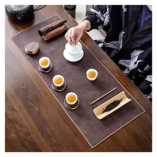 Chemin de table en cuir imperméable napperon marron et coussin de table - 6