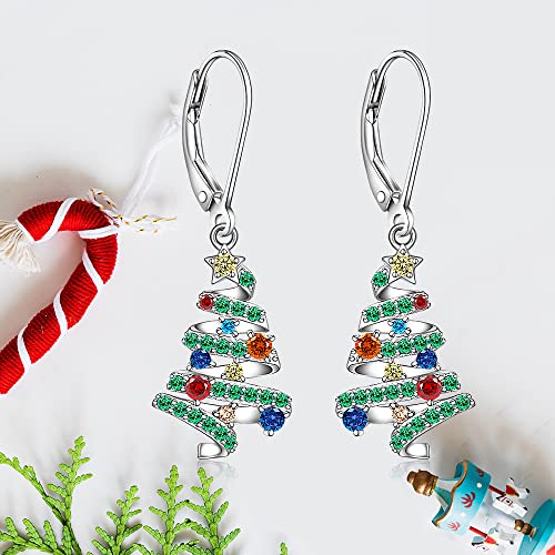Christmas Earrings Christmas Tree Earrings For Women Dangle Drop S925 Sterling Silver Hypoallergenic Leverback Holiday X-Mas Jewelry #TOP7