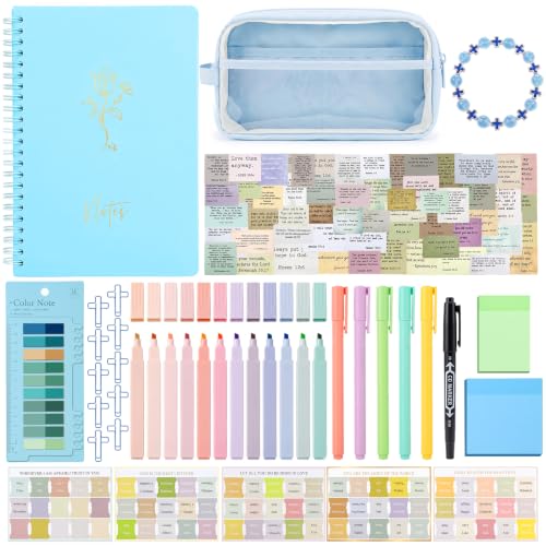 Kit de estudio bíblico con calcomanías de las Escrituras y pulsera de cruz para el diario
