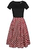 oxiuly Women's Vintage Dresses Patchwork Pockets Puffy Swing Casual Party Dress OX165 (BK-Red dot, m) #2