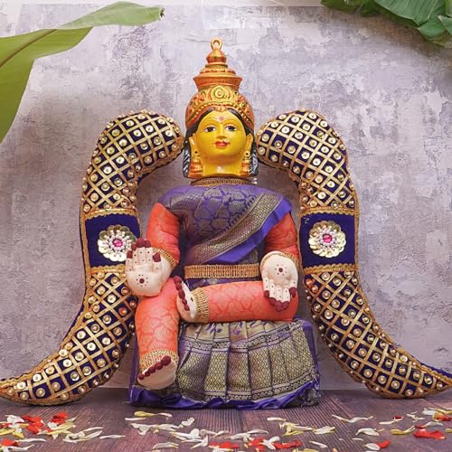 Image of Puja N Pujari Fabric Vagamalai Decorative for Varalakshmi Pooja Idol (Blue)