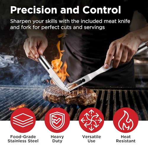 Kaluns BBQ Accessories, Complete Grill Set Dad Gifts for Christamas, 40 Pcs Premium Heavy Duty Stainless Steel Barbecue Grill Accessories for Outdoor Grill Gifts for Men Dad