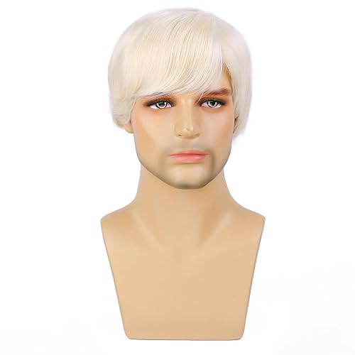 Miniatura 2 de BERON Peluca corta rubia de cosplay para hombres con disfraz de niños, pelucas sintéticas para fiesta de Halloween