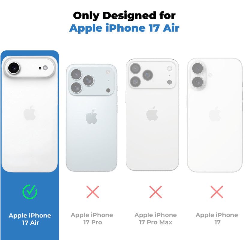 Image of AIBEX Ultra-Thin Mag-Saf Back Cover Case Compatible with iPhone 17 AIR| Slim Fit Scratch-Resistant Matte | Magnetic Wireless Charging | Microfibre Lining | Camera Protection (PC Material) - Silver