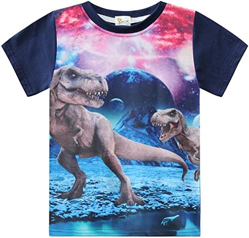 Little Hand Kids Boys Tees Dinosaur Short Sleeve 3D Shirts Summer Toddler T Shirt 4-5 Years