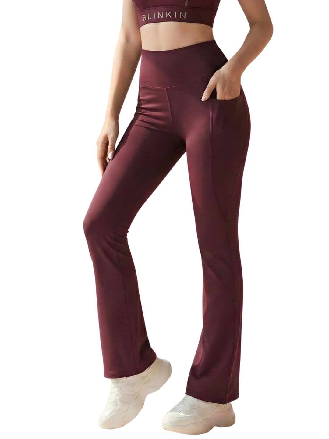 BLINKIN Flared Gym Pants for Women's Workout - The Ultimate Yoga Pants | Workout Lowers | Gym Track Pants for Women with Side Pockets (2049)