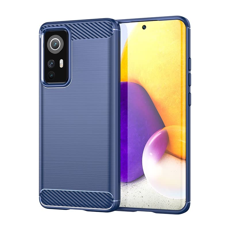Image of NPRC Hybrid Ultra Slim Protective Case TPU Non-Slip Carbon Fiber Texture Shockproof Case Cover for RedmI 12 Pro - Blue