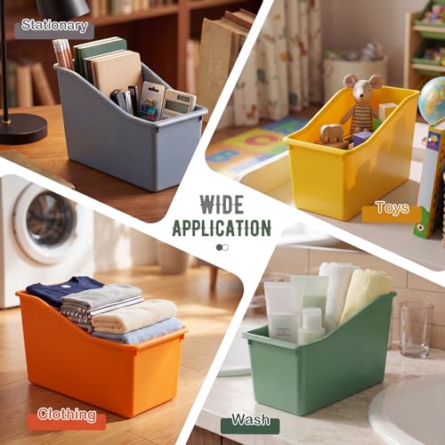Image of Geetery Plastic Book Bins for Classroom, 12 Pcs, Earth Tones
