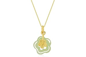 LOOYUUPEE Green Jade Flower Charm Pendant Necklace