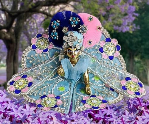 Image of Partish Laddu Gopal Poshak with Pagdi Size 1 l Ladoo Gopal Dress l Bal Gopal l Kanha Ji Thakur Ji Heavy Dress (Blue, Size 1)