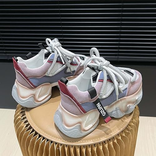 Women's Lace Up Thick Soled Sports Shoes Anti Slip Breathable Running Shoes Lightweight Multifunctional Walking Shoes2