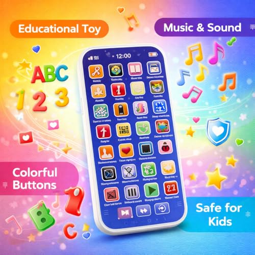 Image of Goyal's Kids Educational Music Phone Toy with Lights & Sound | Rechargeable Type C Learning Mobile for Toddlers | ABC Numbers Animals Sound Toy Phone | Interactive Early Learning Toy for Boys & Girls