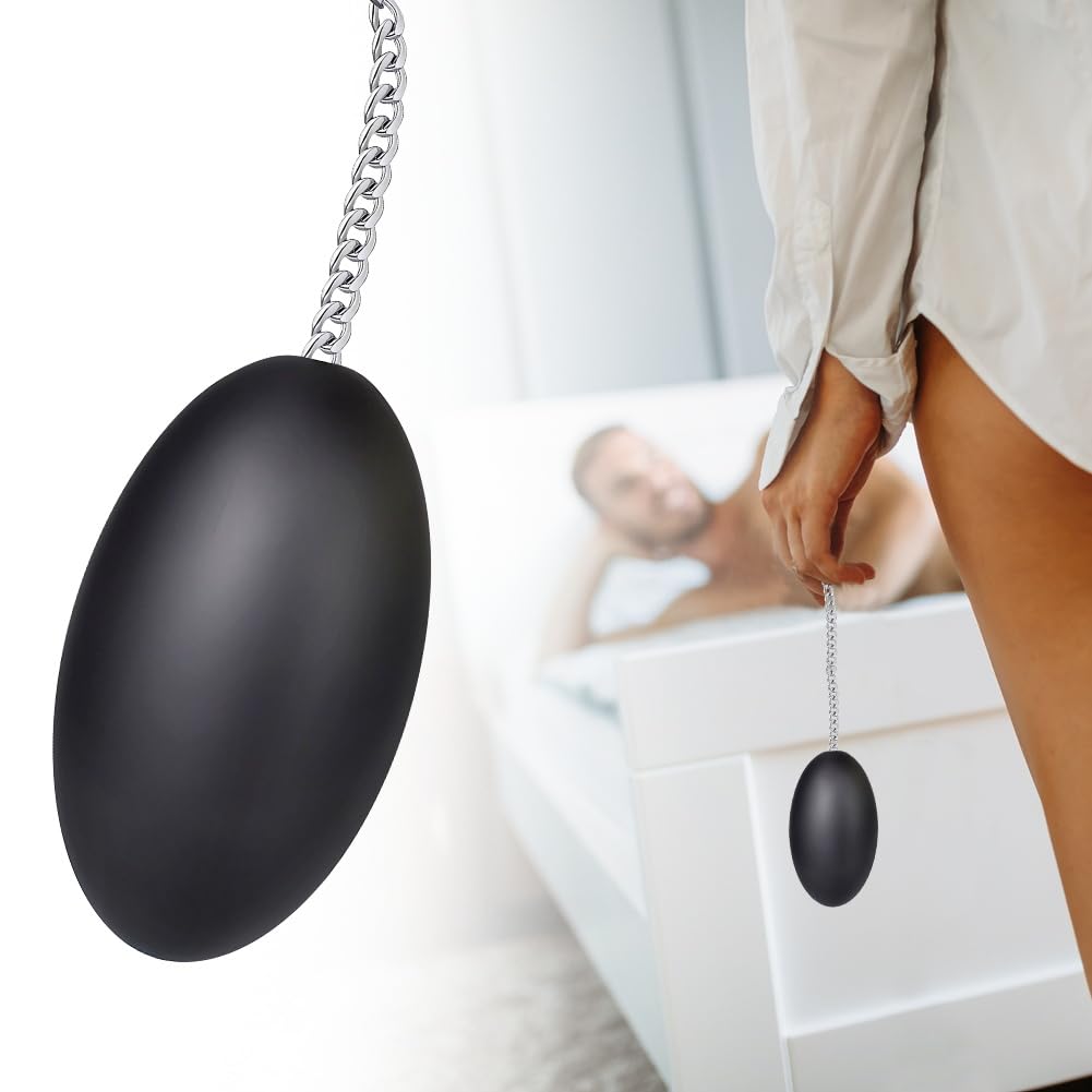 iquid Silicone Anal Plugs Egg-Shaped Butt Plug with Stainless Steel Pull Chain Prostate Massager Vaginal Stimulation for Women Men Couple Romi (L)