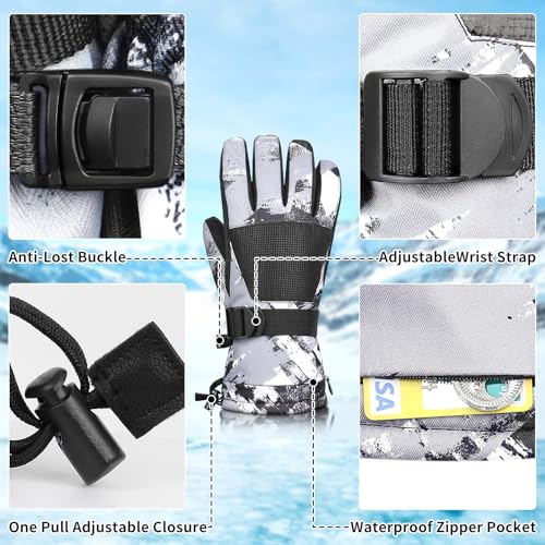Ski Gloves,Winter Waterproof & Warm Snow Gloves for Parent Child Kids 3M Thinsulate -Skiing,Cycling,Motorcycle,Running4