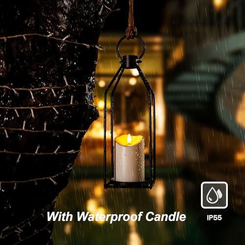 Homemory-Modern-Christmas-Farmhouse-Lantern-Decor-with-Waterproof-Flameless-Candle-Remote-Timer-2PCS-Black-Metal-Candle-Lantern-Decorative-for-Outdoor-Indoor-Home-Living-Room-Patio-Porch-Table Homemory Modern Christmas Farmhouse Lantern Decor with Waterproof Flameless Candle Remote Timer 2PCS Black Metal Candle Lantern Decorative for Outdoor Indoor Home Living Room Patio Porch Table