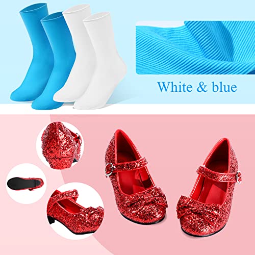 Haysandy Girls Glitter Dress Shoes Low Heel Princess Flats for Kids Toddler Flower Wedding Party Shoes with 2 Pairs Socks3