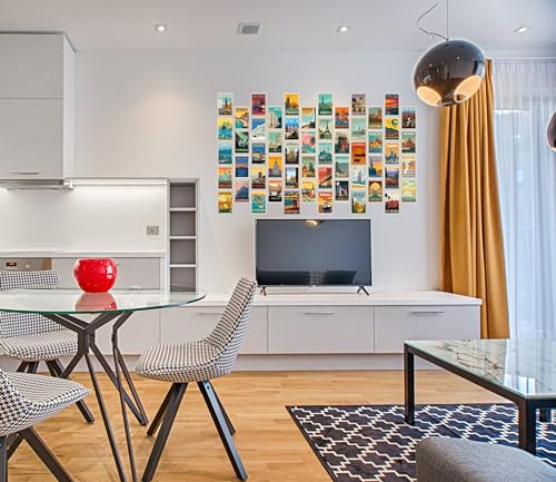 Image of Pack of 54 Vinatage City Wall Collage Kit Posters - 4 x 6 Inches Wall Decor Poster - Wall Art For Bedroom, Living room, Office - 1 Tissue Tape