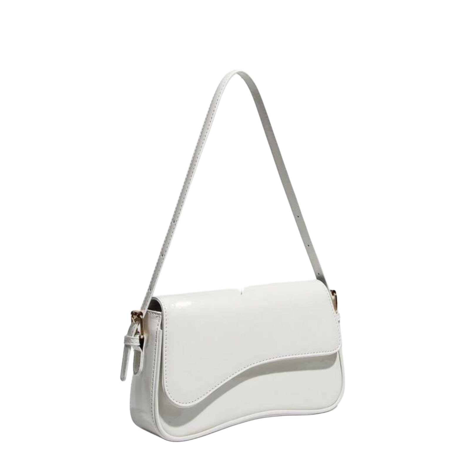 Black Flap Shoulder Bag for Women (white, Mini)-image-20