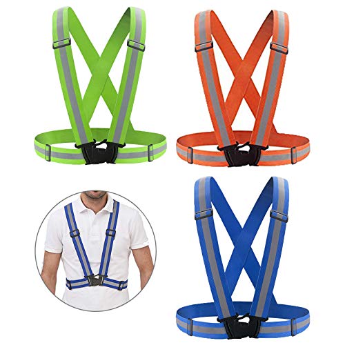 3 Pack Reflective Night Running Vest with Adjustable Strap & Breathable Holes, Ultrathin