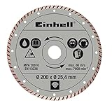 Original Einhell Diamant-Trennscheibe (Radial-Fliesenschneid-Zubehör, Durchmesser: Ø200 x Ø25,4 mm, für Nassschnitte)