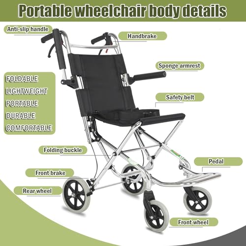Ultra-Light-Aluminum-Transport-Wheelchair-Folding-Portable-Travel-Wheelchair-with-Hand-Brake-Support-220lbs-Trolleys-for-Elderly-Aircraft-TravelBlack