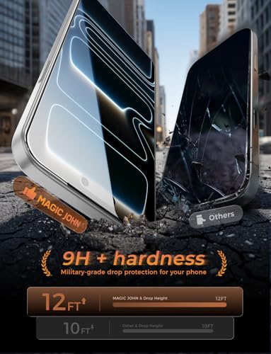 Image of MAGIC JOHN 3rd Gen Upgraded 2 Pack for iPhone 17 Pro Screen Protector 6.3 Inch, HD Clear, Shatterproof Tempered Film, Auto Dust-Elimination, Bubble Free, Easy Installation