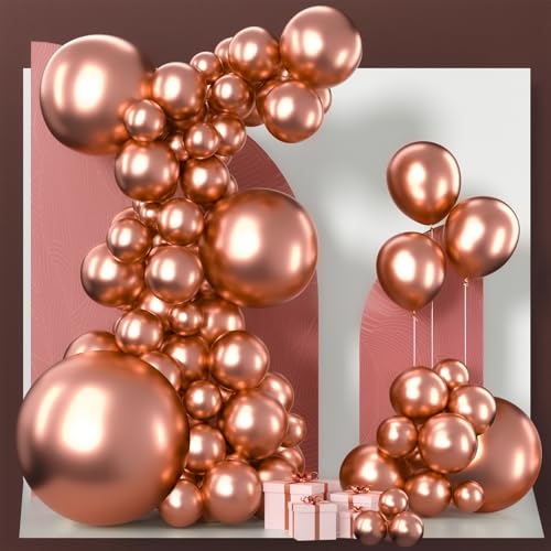 Image of PartyWoo Rose Gold Balloons 100 pcs Different Sizes of 36 18 12 10 5 Inch Gold Balloon Arch Kit Garland for Birthday Graduation Bachelorette Bridal Shower Wedding Party Decorations Rose Gold-G107
