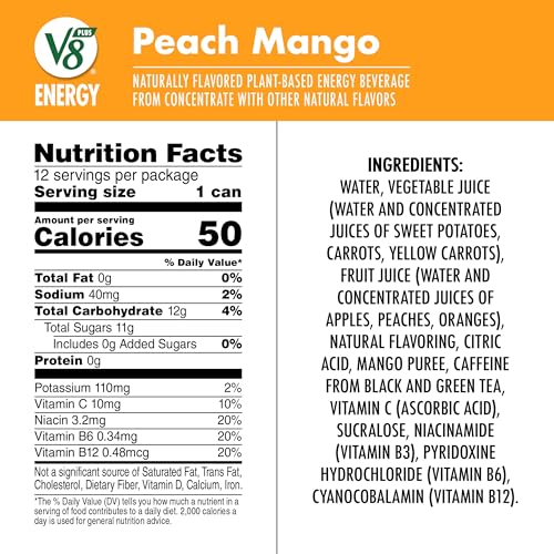 V8 +Energy 200000024542 Peach Mango Juice Energy Drink thumb #5