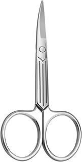 Tesoura de corte de cabelo facial pequena tesoura de aliciamento de aço inoxidável ponta romba tesoura de nariz tesoura para cabelo para homens mulheres sobrancelha nariz cabelo bigode barba cílios Silver 7