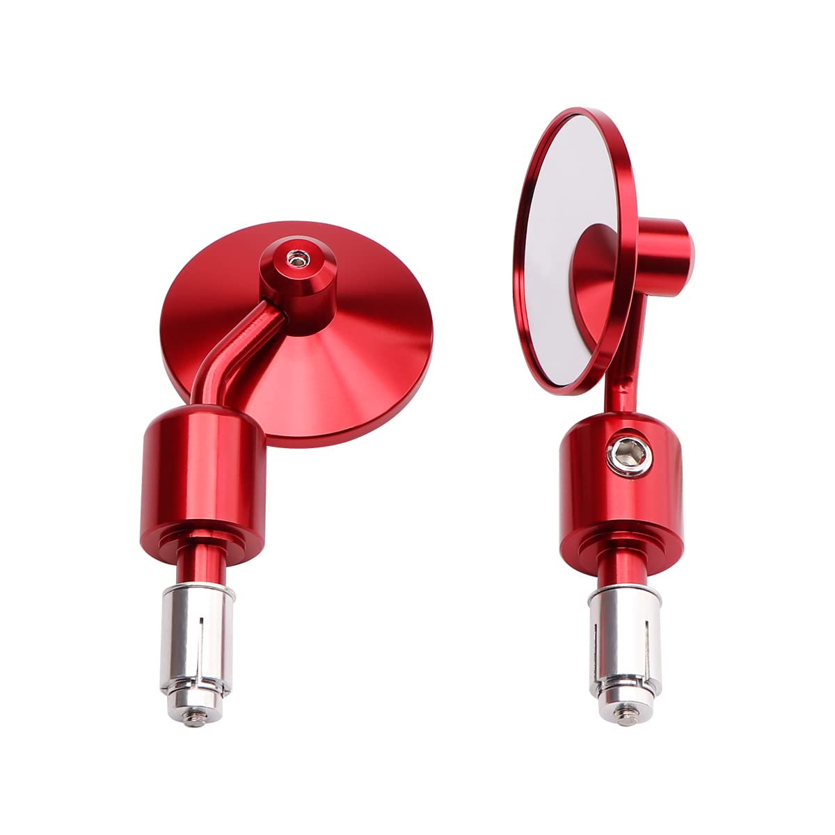JESTOP Upgraded Rear View Mirror, Round Side View Mirror for Sur Ron Segway Off-road Motorcycle, CNC Aluminum Frame HD Glass Convex Mirror Adjustable Hanled Bar End Mirror for Sur ron Parts(Red)