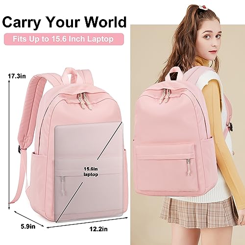 Image of LOIDOU Backpack for Girls School Backpacks Bookbags for Elementary Middle School Women Laptop Backpacks (Solid Pink, L-17)