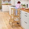 Cosyland kids kitchen step stooltoddler standing tower with cpc certification removable anti drop railing safety rail enjoys unique patented design a anti tip structure more stable natural bamboo  urban country home decor