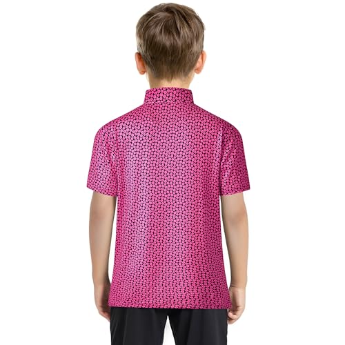 Image of Boys Polo Shirt Short Sleeve Performance Dry Fit Stretch Funny Print Active Casual Collared Golf Shirts for Boy