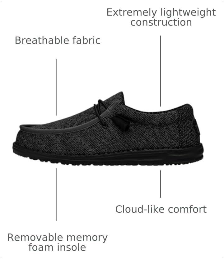 Image of HEYDUDE Men's Wally Stretch Sox Slip-On Loafer, Lightweight, Breathable, with Flex & Fold Outsole